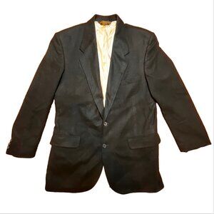 Black Cashmere Sport Coat Men 42R Two-Button Blazer Jacket Made in USA Preppy
